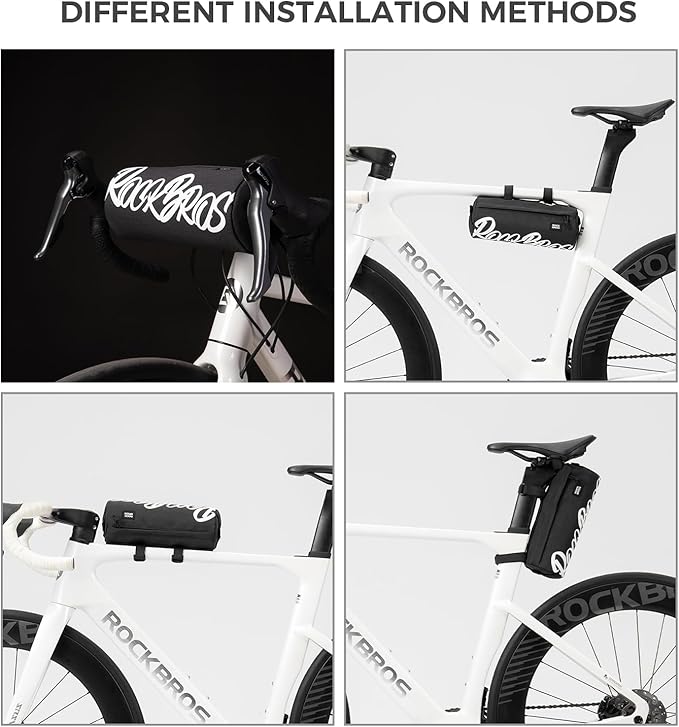 ROCKBROS Bike Handlebar Front Bag Bicycle Handy Frame Roll Bag with Shoulder Removable Strap Mountain Bike Storage Pouch Cycling Accessories