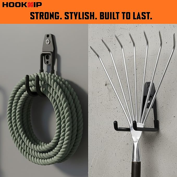 Pack 13 Garage Hooks Heavy Duty | Multi-Sized Wall-Mounted Tool Hangers with Anti-Rust PVC Coating | Heavy Duty Wall Hooks for Bikes, Ladders, Garden Tools, and More