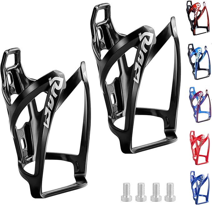 Bike Water Bottle Cage Ultra-Light Bicycle Bottle Holder Universal Bike Cup Holder Rack for Bicycle, Cycling, MTB, Road/Mountain Bikes 2 Pack - Black