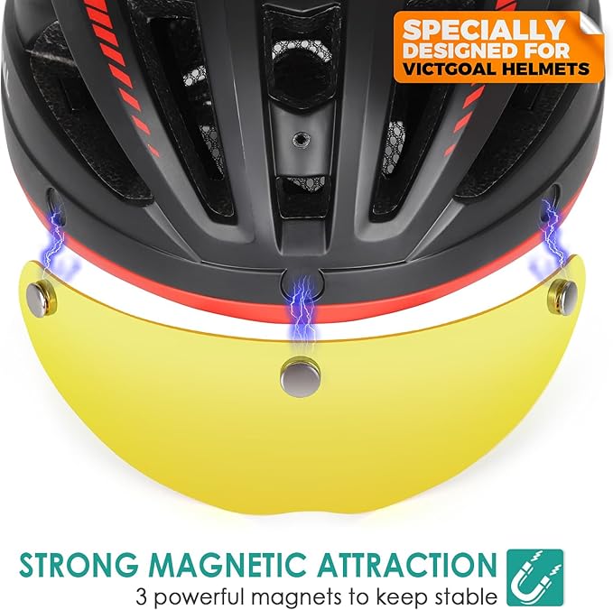 VICTGOAL Detachable Magnetic Bike Helmet Goggles Visor Especially Deisgned for VG110/VG112 Bicycle Helmet