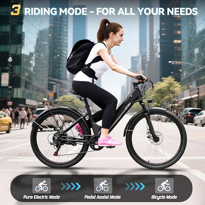 ZNH 750W|1000w Electric Bike for Adults, 48V 13Ah Removable Battery, 26" Electric Mountain Bike, Up to 60 Miles, 7-Speed Ebike, Hydraulic Suspension, LCD Display, UL2849 Certified, TUV