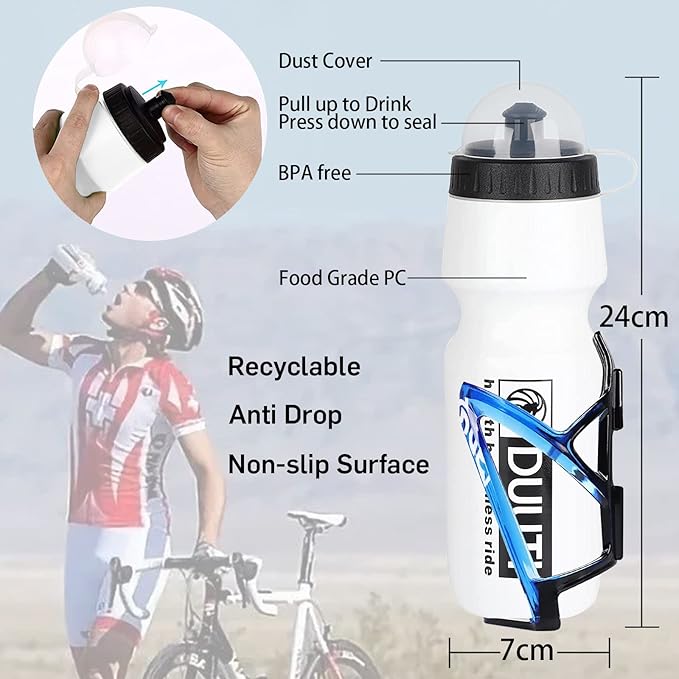 Universal Bike Bottle Cage with BPA-Free 25oz Bottle