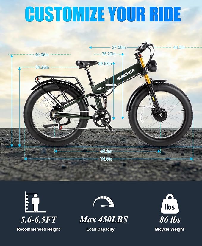 2026 Upgraded Dual Motors AWD Electric Bike for Adults 5000w/3000W/1500W Motor Dirt Ebike 40MPH/30MPH 52V/48V 30Ah/20Ah Battery Up to 90 Miles Long Range 26" Fat Tire Bicycle for Commute Mountains
