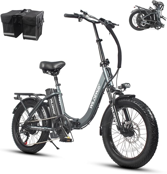 Wildeway Folding Electric Bike for Adults, FW11-Lite 750W Motor, 48V 15Ah Removable Battery, 20" x 3.0" Fat Tire E-Bike, 30MPH Top Speed, Step-Thru Frame, Foldable Ebike Commuter & Off-Road