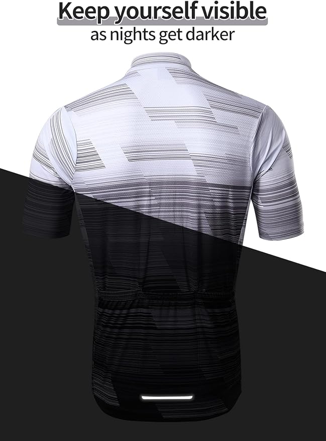 BERGRISAR Cycling Jersey Mens Bike Shirts Short Sleeve Bicycle Biking Clothes with Pockets Reflective