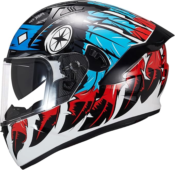 VCOROS Full Face Dual Visor Motorcycle Helmet for Adults Motorbike Street Bike Racing Helmets X9 DOT Approved with Black Visor