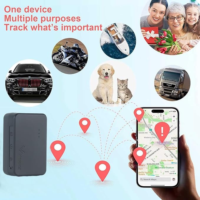 GPS Tracker Hidden Tracker Device for Vehicles, Mini GPS Tracker for Car Kids, 15-30 Days Battery Life, Anti-Lost/Anti-Theft Real-time Mini Tracking Device for Cars, Vehicles, Kids, Elderly, Bikes