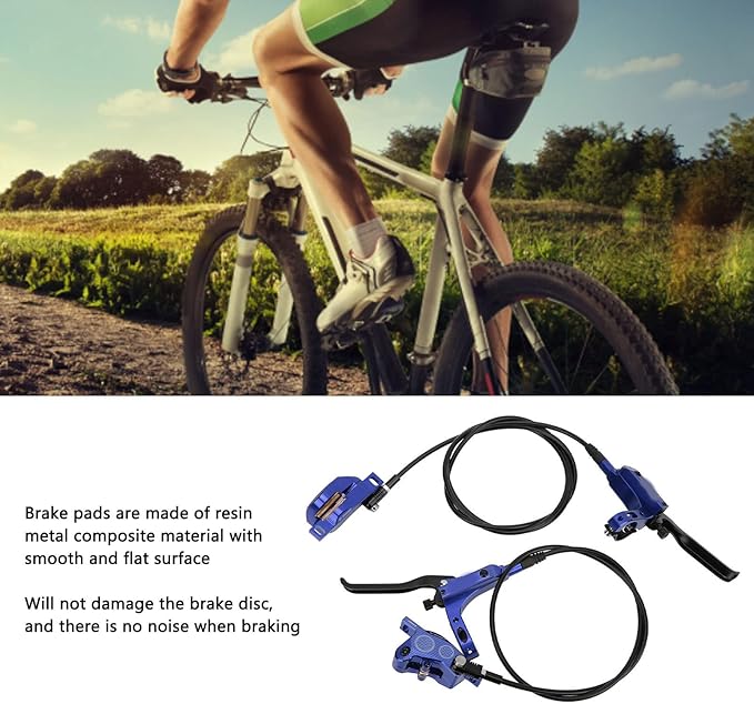 Mountain Bike Hydraulic Disc Brake Set, 4 Piston Front Rear Brake with Screw and Olive Head, Oil Needle, Mounting Column for Most Bikes