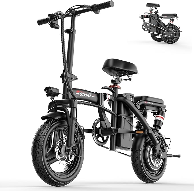 ASKGO Electric Bike for Adults, 500W Motor, 14" Mini Folding Ebike for Adults Commuting, 25mph 30/35miles Range E Bike, 48V 13/15AH Battery, UL 2849 Certified