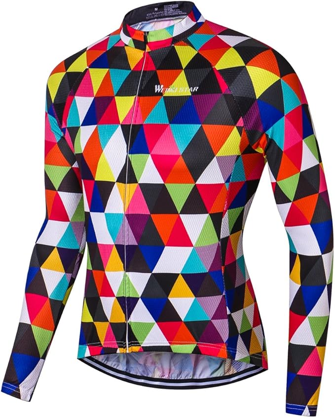 Weimostar Men's Cycling Jersey Short Sleeve Bike Clothing Multicolored Diamond