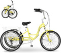 MOPHOTO Adult Folding Tricycle, 7-Speed 3 Wheel Bike for Adults, Seniors, Women & Men, 20/24/26 Inch Low Step-Through Trike with Large Rear Cargo Basket, Adjustable Seat, Space-Saving Cruiser Bicycle
