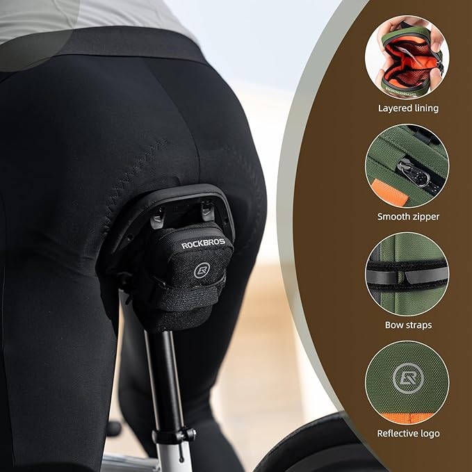 ROCKBROS Small Bike Saddle Bag - Lightweight and Portable Under Seat Bag for Road Bikes