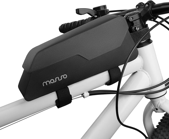 MOSISO Bike Frame Bag Top Tube Bike Bag, Waterproof Bicycle Front Frame Bags with Magnetic Flap Buckle Lock, Cycling Accessories Tools Storage Pouch for Road Mountain Cycling, Black