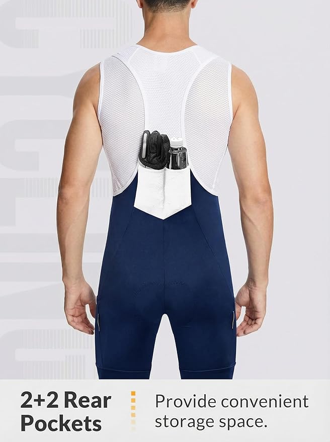 qualidyne Cycling Bibs Men, 4D Padded Road Bike Bib Shorts with Pockets, Biking Bicycle Shorts UPF50+