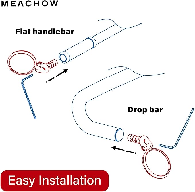 MEACHOW Bar End Bike Mirror [Upgraded Version] Scratch Resistant Glass Lens,HD,Safe Rearview Mirror,ME-001