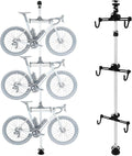 3 Bike Storage Rack - Vertical Bicycle Stand with Adjustable Hooks (Holds 66lbs Each) for Garage/Wall Mount - Space Saving Bike Organizer