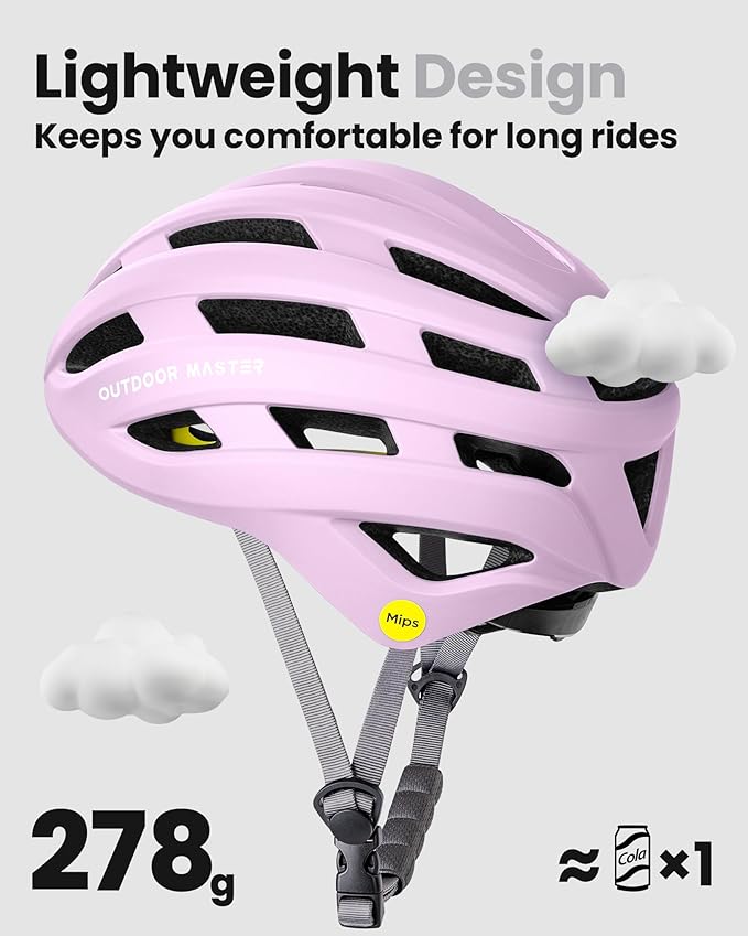 OutdoorMaster MIPS Bike Helmet for Adults-Two Removable Liners & Ventilation in Multi-Environment - Road Bicycle Helmets in Mountain, Motorway for Youth & Adult