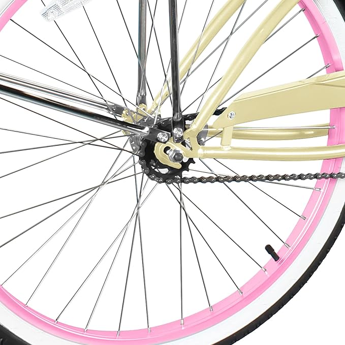 MICARGI 24/26 Inch Adult Cruiser Bicycle Hybrid Bike 1/7 Speeds Commuter Bike for Women, Men, Seniors,Step-Through or Step-Over Bike Steel Frame Multi Colors Style