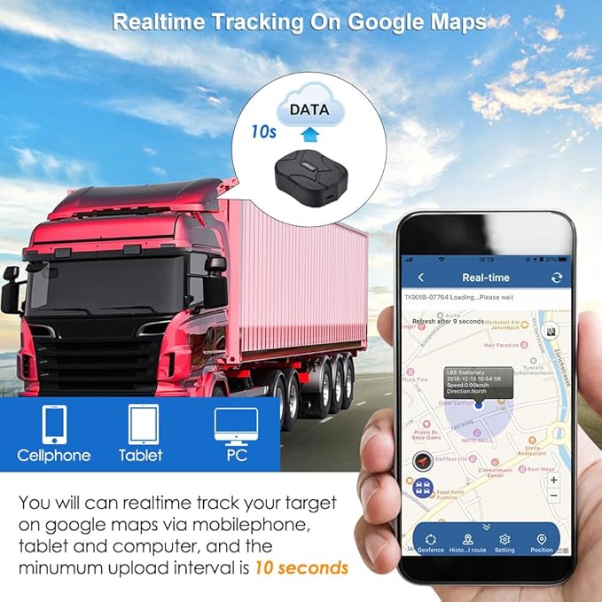 GPS Tracker for Car Tracker Device for Vehicles Hidden Vehicle Car GPS Tracker, Up to 100-Days Long Battery/Magnetic/10000mAh/Built-in SIM Card/Subscription Required