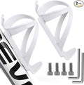 Bike Water Bottle Holders 2 Pack, Universal Bikes Cup Holders Cages, Ultra-Light Water Bottle Bike Cage with Stainless Steel Screws Tool, for Bicycle, Cycling, MTB, Road/Mountain Bikes - White