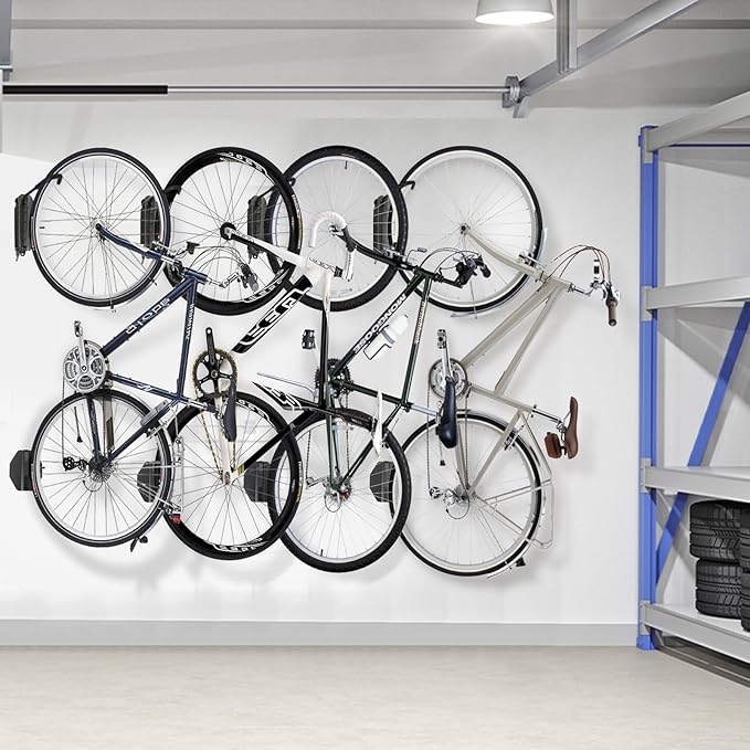 Swivel Bike Rack Wall Mount, Vertical Bike Hanger for Garage Organizer, Indoor Bike Storage Rack with Wheel Hook for Road, Mountain Bikes (1 Pack)