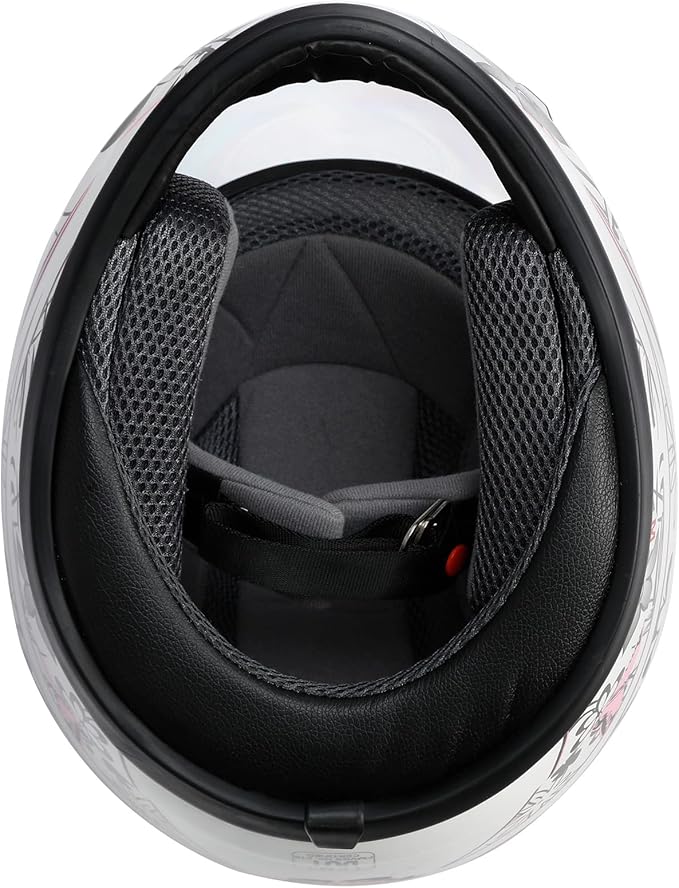 TCT-MOTORPARTS DOT Adult Helmet Full Face White &Pink Butterfly Street Dirt Bike ATV Helmet Motorcycle Motocross Flip Up Helmet for Women Men (X-Large)