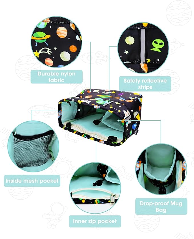 ANZOME Kids Bike Basket, Colorful Blocks Large Bicycle Basket, Bicycle Handlebar Bag, Waterproof Fabric Colorful Bike Basket for Women, Men, Kids