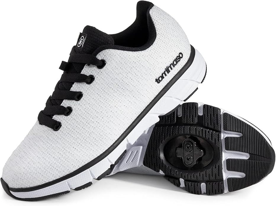 Tommaso Women's Cycling Shoes with Pre-Installed SPD Cleats — Easy to Walk-in Ventilated SPD Cycling Shoes for Women's Spin Classes and Indoor Bikes — Comfortable on Foot and Toebox.