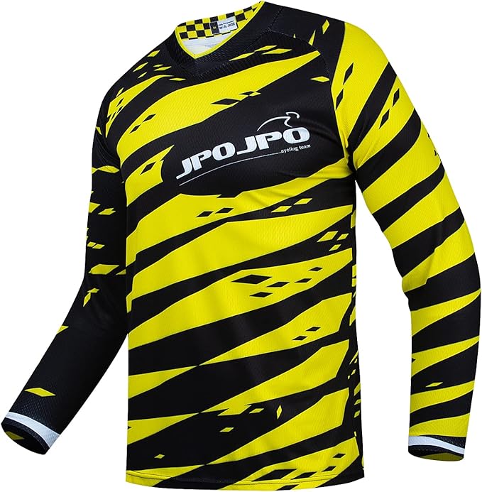 JPOJPO Men's Mountain Bike Jersey Long Sleeve MTB Off-Road Racing Downhill Motocross Shirts Quick Dry&Moisture-Wicking Tops