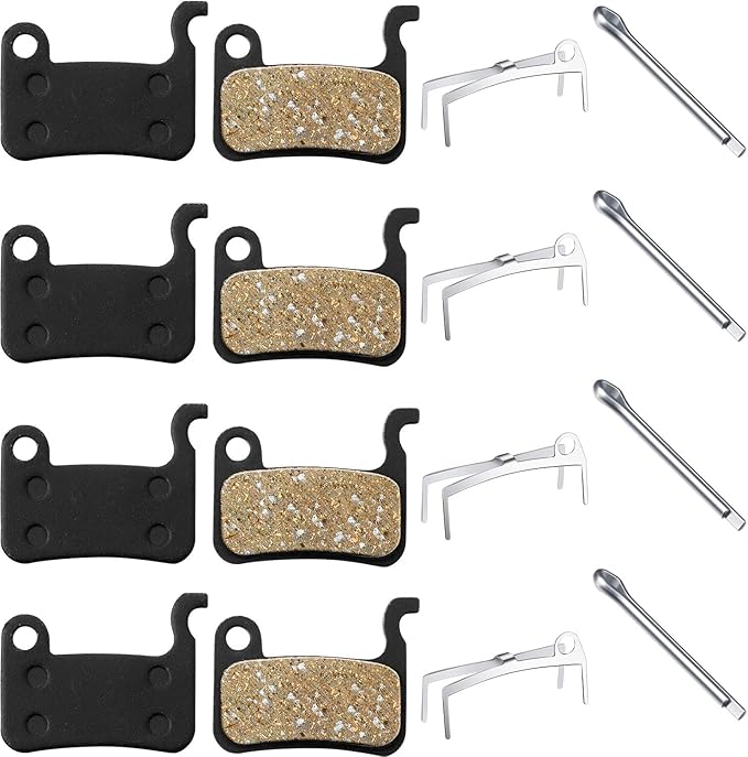 Boao 4 Pairs Resin Brake Pads - Bicycle Disc Brake Pads Compatible with Shimano Deore XT XTR LX SLX Hone Alfine Saint