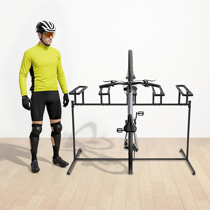 Heavy Duty Bike Stand for Indoor Riding & Outdoor Storage – 5-Slot Freestanding Bicycle Parking Rack with Adjustable Height, Iron Construction, Max Load 220 lbs for Garage, Basement, Park