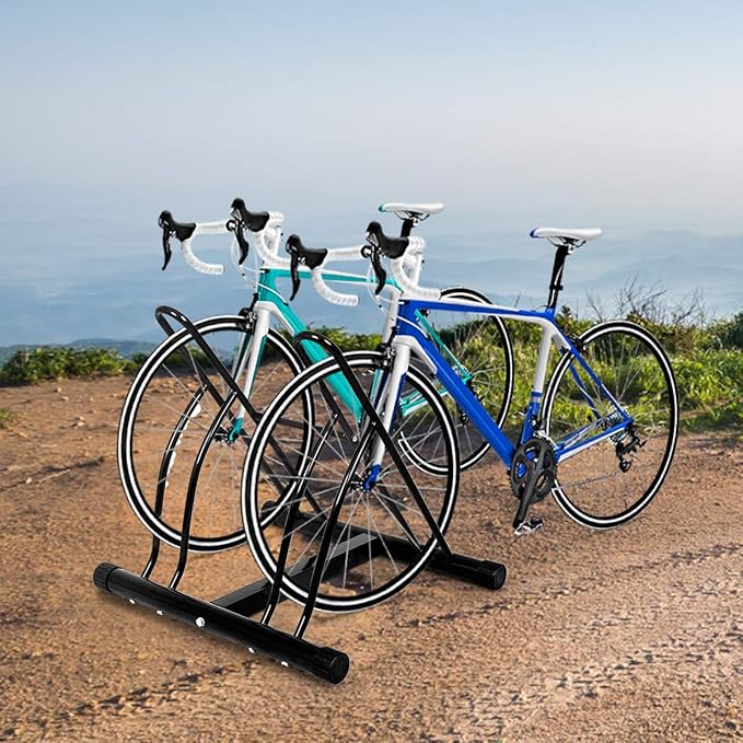 Goplus® Two Bicycle Bike Stand Rack Cycling Rack Floor Storage Organizer