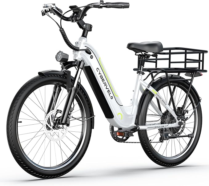 1000 Peak Electric Bike for Adults,up 80 Miles Removable Battery Ebike, 26" Electric E Bike with 7-Speed,Adult Electric Bicycles for Commute Beach Snow White Womens All Terrain