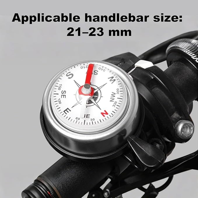 Pack of 2 Aluminum Alloy e-Bike Accessories for Adults | Compass Bicycle Bell & Loud Bike Horn Fits in 22.2mm Handlebars | Must Have Accessory for Men & Women for Mountain & Road