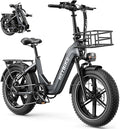 Heybike Ranger 20"x4.0" Fat Tire Folding Electric Bike for Adults, 1200W/1800W Peak Motor, 28/32MPH, up to 55/90 Miles Range, UL2849 Certified Removable Battery for Commute Beach Mountain Snow E Bike