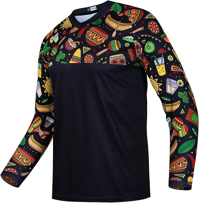 JPOJPO Men's Mountain Bike Jersey Long Sleeve MTB Off-Road Racing Downhill Motocross Shirts Quick Dry&Moisture-Wicking Tops