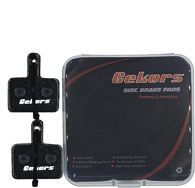 Quiet Semi-Metallic Bike Brake Pads - Compatible with Shimano Deore/MT200 ; Compatible with Tektro - Long-Lasting, Low-Noise, All-Weather & Heat-Resistant for MTB/Ebike (2 Pairs)