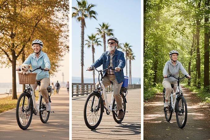 ANCHEER Electric Bike for Adults, 48V 500Wh EBike, UP to 60 Miles, Removable Battery, Fast-Charge, 26" Commuter Electric Bicycles, 7-Speed, LCD Digital Display, Suspension Fork, Cruise Control, UL2849