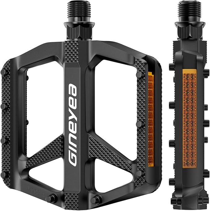 Bike Pedals, Universal Fit 9/16" Non-Slip Lightweight Nylon Fiber Bicycle Pedals Wide Flat Platform for Road Mountain BMX MTB Bike