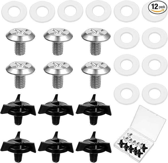 12 PCS Motorcycle Helmet Visor Screws, Helmet Visor Screws with 12PCS Rubber Washers Helmets Visors Replacement Set Helmets Fixing Screw Motorcycle Helmet-Accessories for Motocross, Black