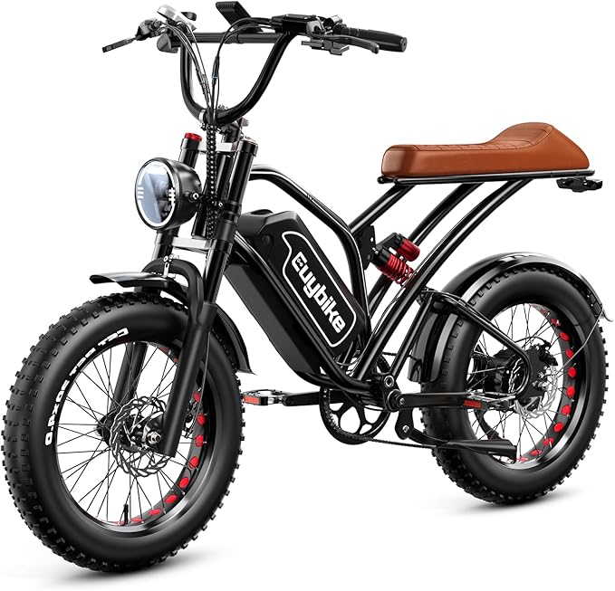 EUYBIKE Electric Bike for Adults, 2000W/3000W Peak Single/Double Motor with 48V/52V 25AH/30AH Battery, 20"x4.0" Fat Tires 35MPH/37MPH Ebike, Dual Hydraulic Disc Brake Full Suspension Electric Bicycle