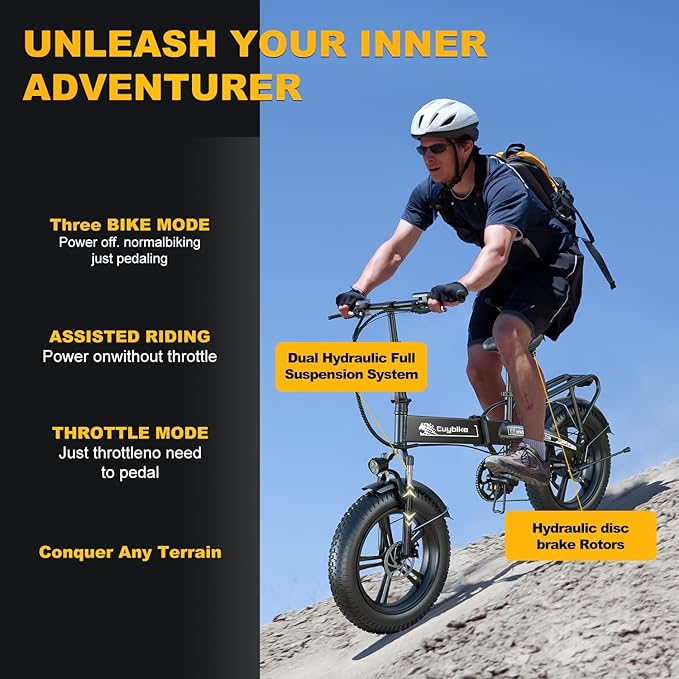 Folding Electric Bike for Adults and Seniors, 1000W Motor 48V 20AH Battery 30MPH 80 Miles, 20" Fat Tire All Terrain Ebike, 7-Speed Commuter E Bike, Step-Thru Electric Bicycle for Women and Teens