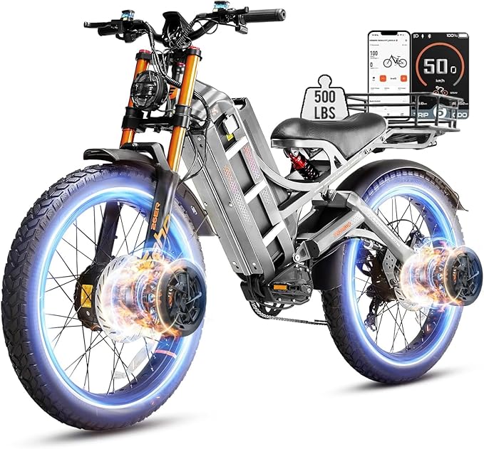 eAhora Romeo Pro 3 Electric Bike - [2026 Latest] 50MPH 5600W Dual Motor 60V 80AH 250Miles Long Range Ebike for Adults, 26" * 4.0 Fat Tire Fast Electric Mountain Bike Full Suspension Off-Road E-Bike