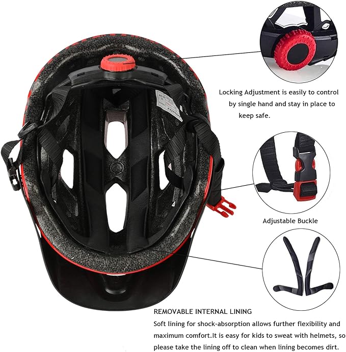 Kids Helmet, Exclusky Kids Bike Helmet Adjustable Safety Lightweight Children Bicycle Helmet for Kids Skating Cycling Scooter Boys and Girls Bicycle Helmets Ages 5-8-14
