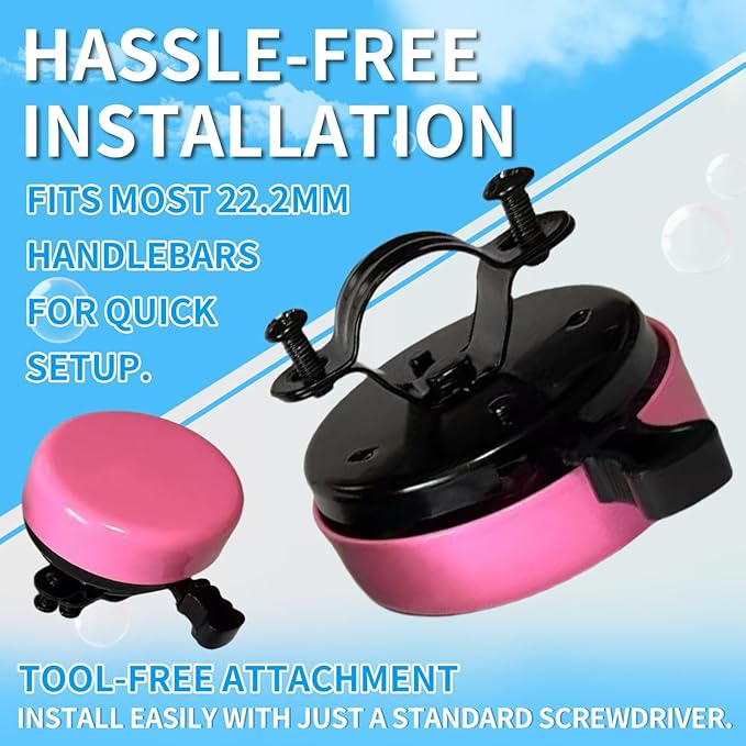 TCBIERO 95dB Bike Bell for Cruisers | 4 Colors (Black/White/Water Green/Pink) | Rust-Proof All-Ages Design | Loud Ring Ring Sound Alarm