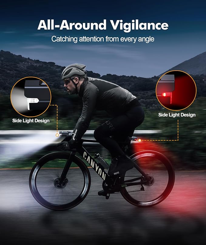 High Lumen Super Bright Bike Lights for Night Riding, Adjustable Modes Bicycle Lights Front and Rear, Rechargeable & IP65 Waterproof Bike Headlight and Taillight Set for Cycling Electronics
