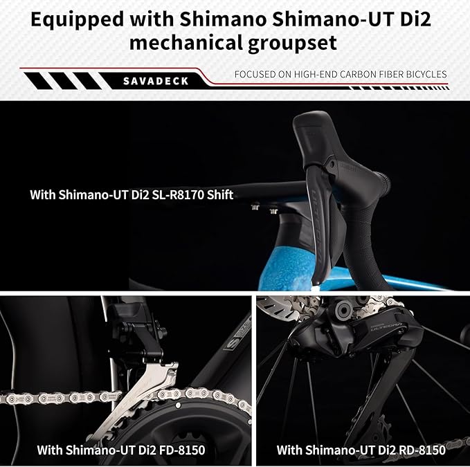SAVADECK SLR8-Ultegra Full Carbon Road Bike, Carbon Fiber Frame Racing Bicycle with Shimano 105 R8170 24S Groupset, Hydraulic Disc Brakes, Ultra-Light Carbon Bike for Adults