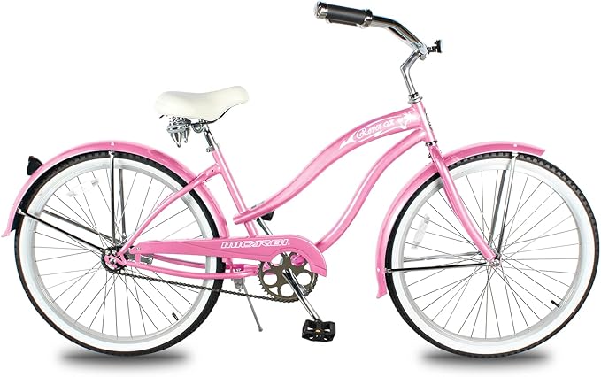 MICARGI 24/26 Inch Adult Cruiser Bicycle Hybrid Bike 1/7 Speeds Commuter Bike for Women, Men, Seniors,Step-Through or Step-Over Bike Steel Frame Multi Colors Style