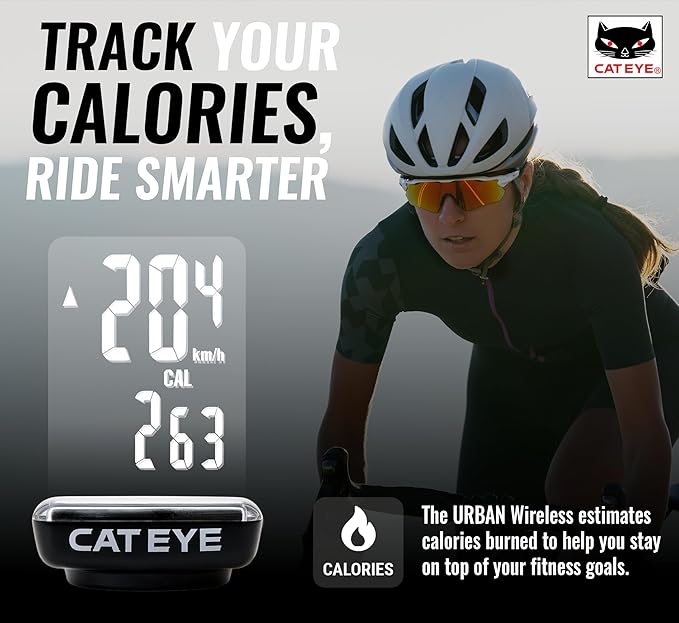 CATEYE Urban Wireless Bike Computer – Analog Speedometer & Odometer with Calorie Tracking, FlexTight™ Mount, Auto Start/Stop, Programmable Odometer & Easy Setup for All Bikes