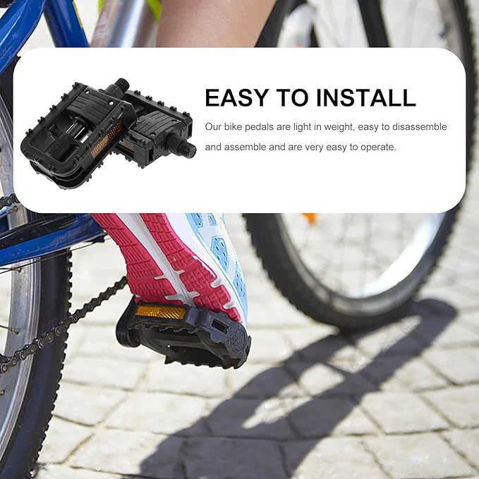 PRETYZOOM 2pcs Mountain Bike Pedals Flat Platform Lightweight Nylon Composite Pedals with Sealed Bearings High Grip for Folding Bikes Trail Riding and Outdoor Cycling